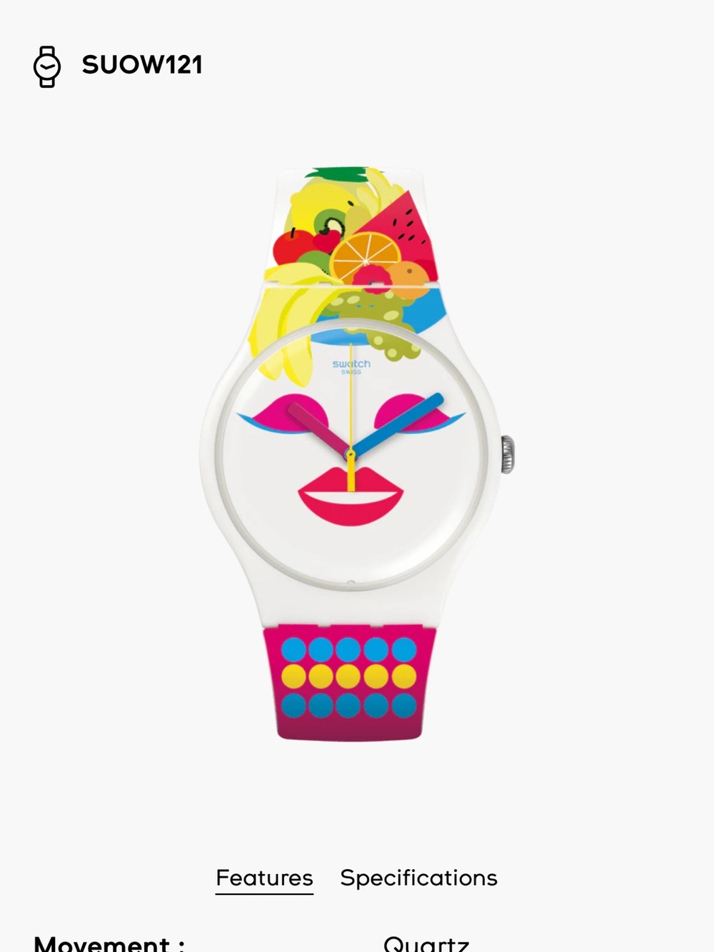 Swatch Colorful Floral & Fruit Silicone Watch Set - Pink, Red, Blue, Yellow - Picture 12 of 14